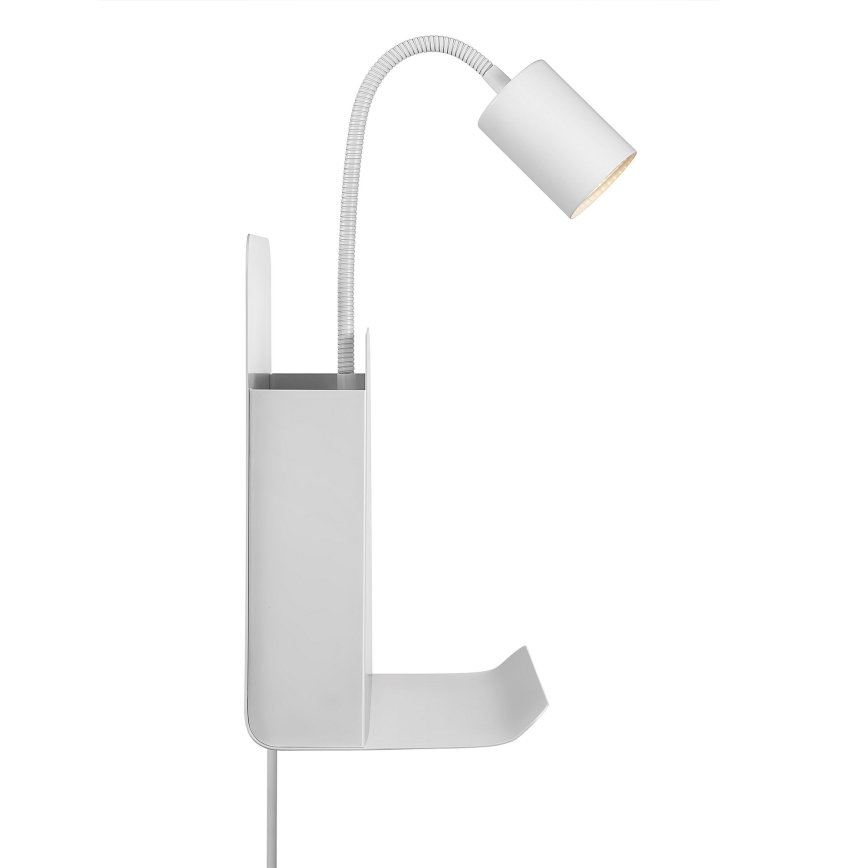 Nordlux - Zidna reflektorska lampa sa policom i USB ROOMI 1xGU10/8W/230V bela