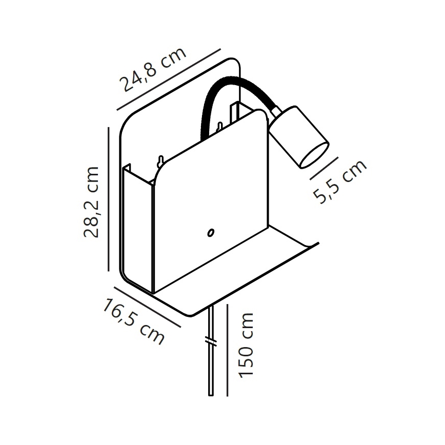 Nordlux - Zidna reflektorska lampa sa policom i USB ROOMI 1xGU10/8W/230V bela