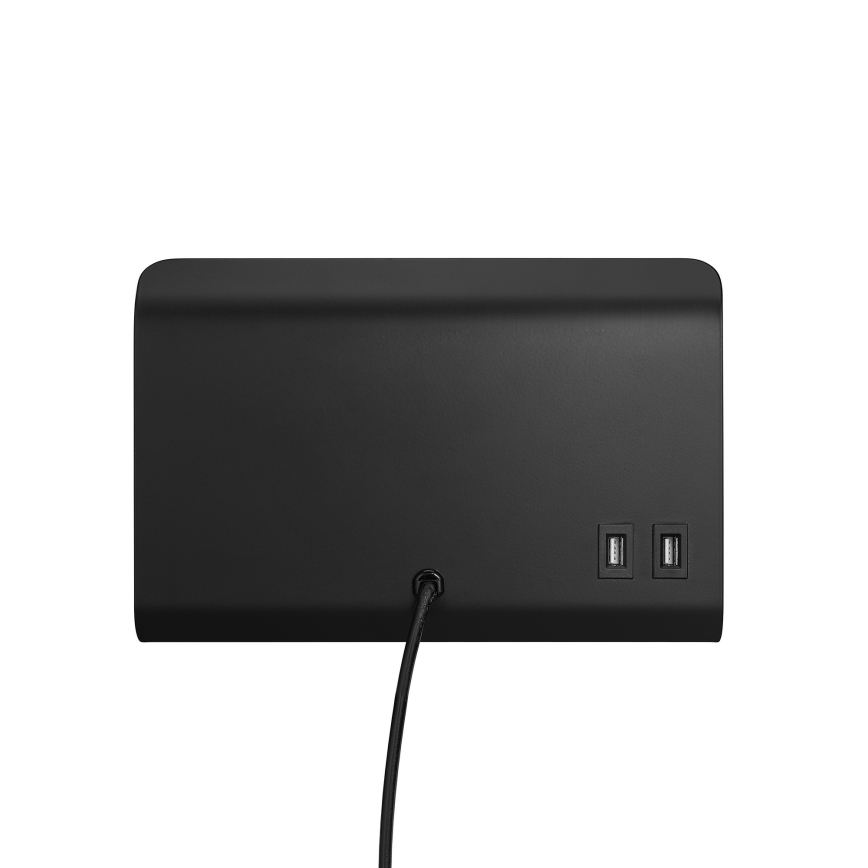 Nordlux - Zidna reflektorska lampa sa policom i USB ROOMI 1xGU10/8W/230V crno