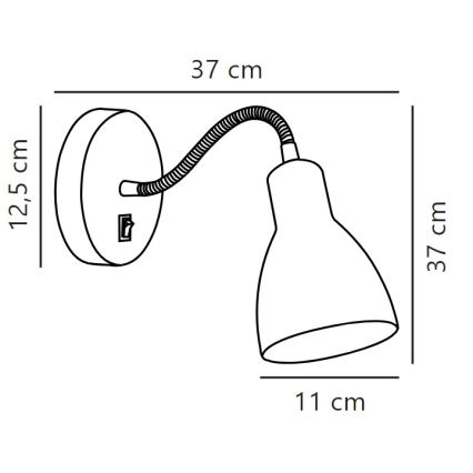 Nordlux - Zidna fleksibilna reflektorska lampa CYCLONE 1xE14/15W/230V crno