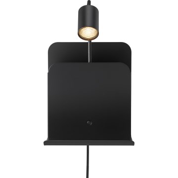 Nordlux - Zidna reflektorska lampa sa policom i USB ROOMI 1xGU10/8W/230V crno