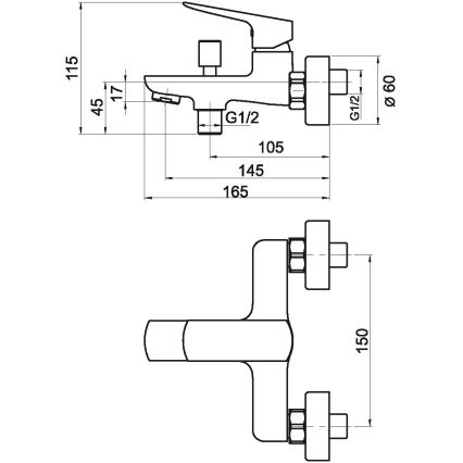 Novaservis - Baterija za kadu NOBLESS EGO sjajni hrom