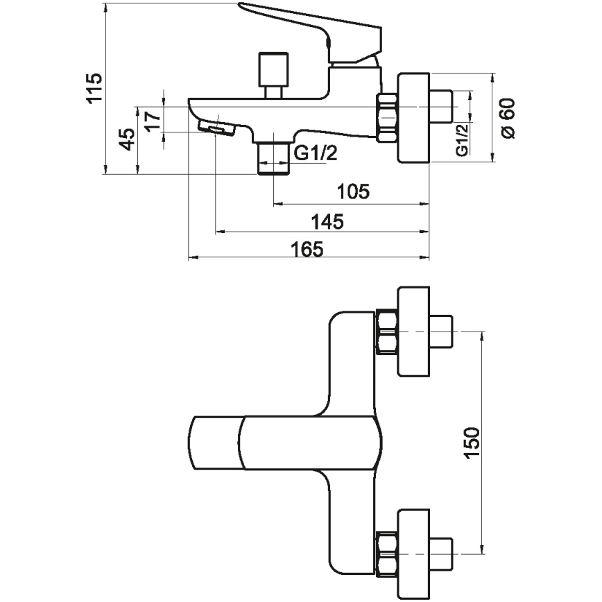 Novaservis - Baterija za kadu NOBLESS EGO sjajni hrom
