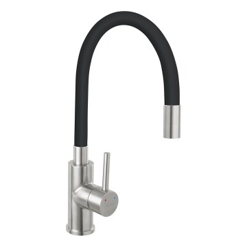 Novaservis - Baterija za sudoperu sa fleksibilnim izlivom inox/mat crna