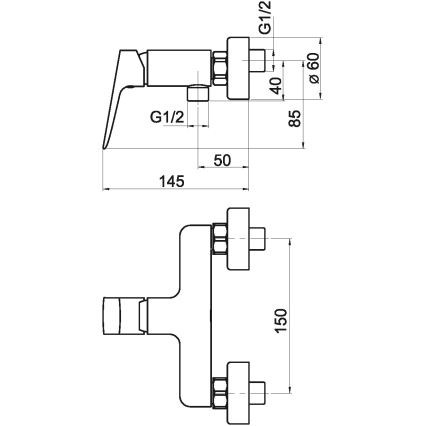 Novaservis - Tuš baterija NOBLESS EGO, sjajni hrom