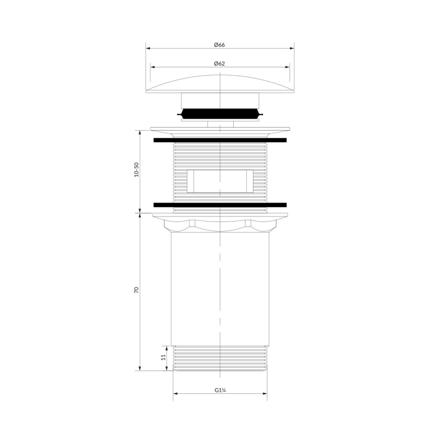 OMNIRES A706AT - Gornji deo sifona za lavabo CLICK-CLACK pr. 6,6 cm brušeno antracit