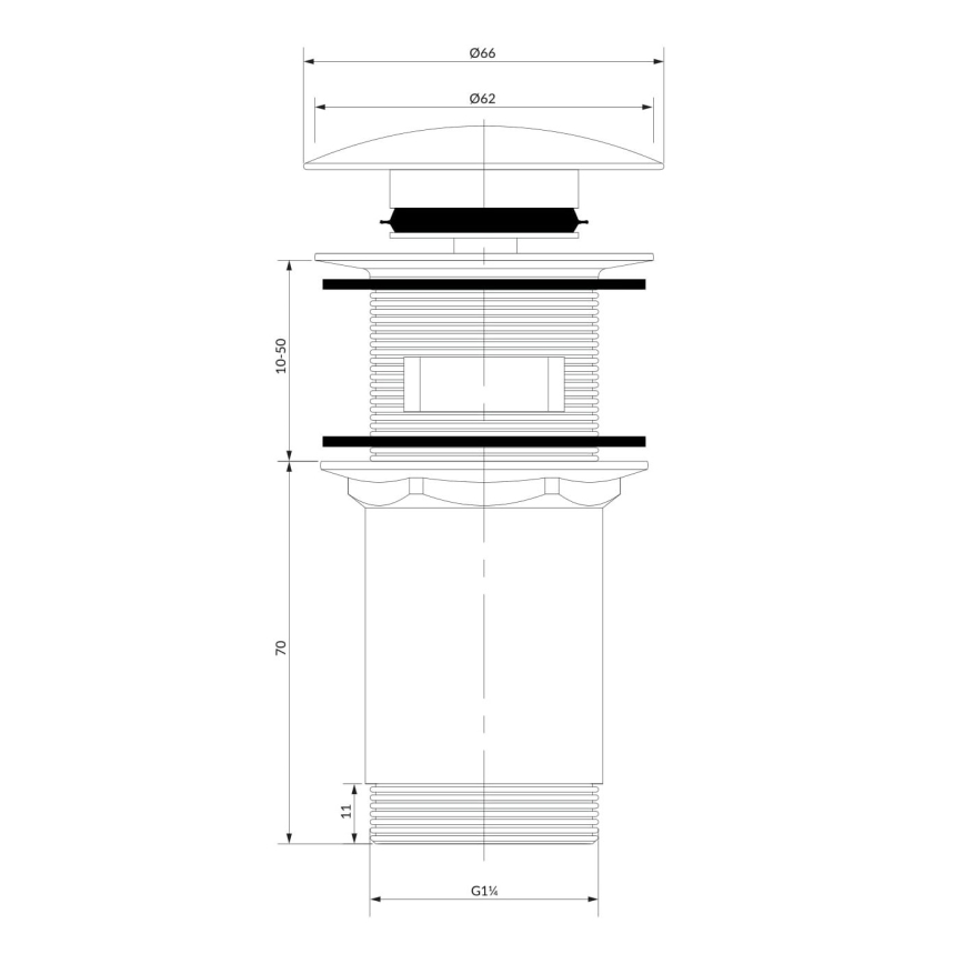OMNIRES A706CPB - Gornji deo sifona za lavabo CLICK-CLACK pr. 6,6 cm brušeno bakreno