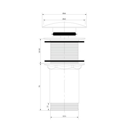 OMNIRES A716BR - Gornji deo sifona za lavabo CLICK-CLACK pr. 6,6 cm brušeno antička bronzana