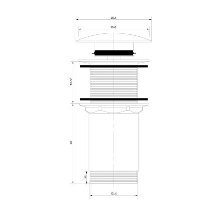 OMNIRES A716CP - Gornji deo sifona za lavabo CLICK-CLACK pr. 6,6 cm sjajna bakreno