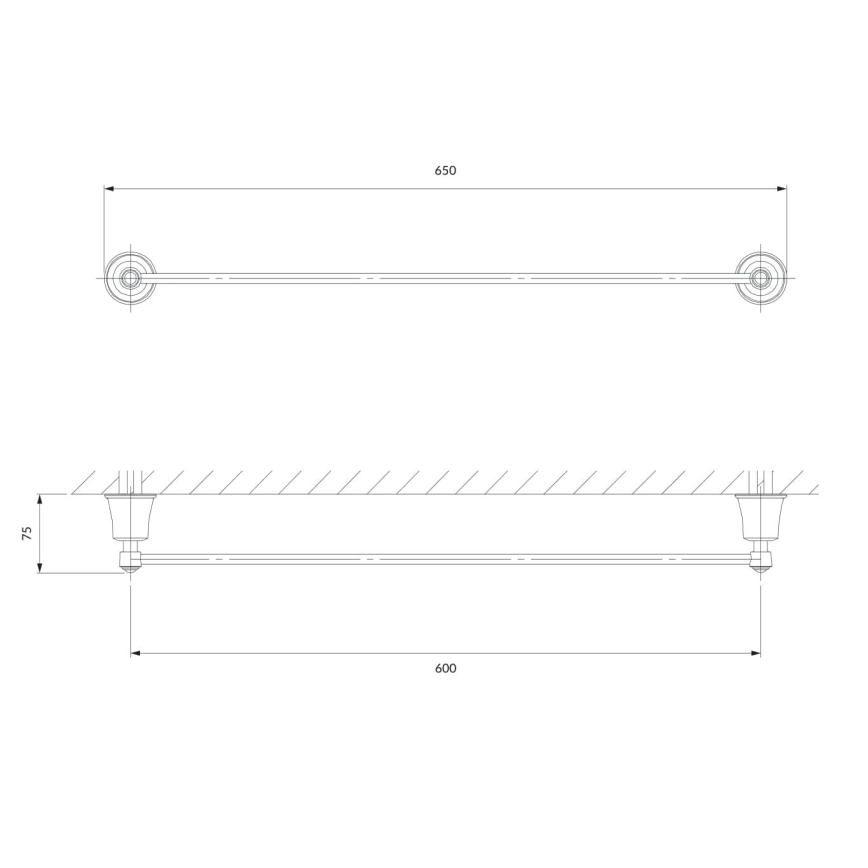 OMNIRES AL53216CR - Zidni držač za peškire ART LINE 65 cm sjajni krom