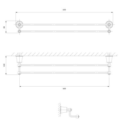 OMNIRES AL53226CR - Zidni držač za peškire ART LINE 65 cm sjajni hrom
