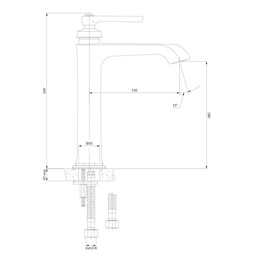 OMNIRES AM5212CR - Slavina za lavabo ARMANCE 26 cm sjajni krom