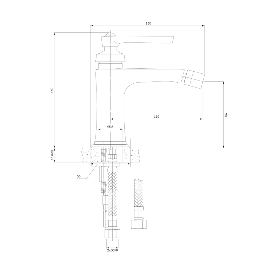 OMNIRES AM5220CR - Mešalica za bide ARMANCE 16 cm sjajni krom