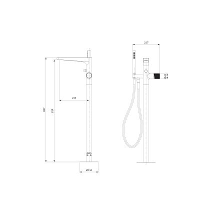 OMNIRES CT8033CR - Samostojeći Set za kadu sa mešalicom CONTOUR sjajni krom