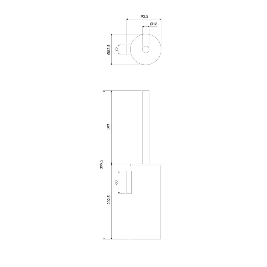 OMNIRES MP60621CR - Zidna WC četka MODERN PROJECT sjajni krom