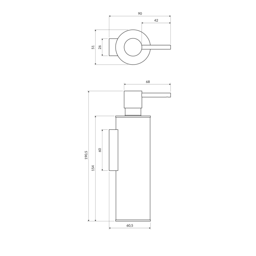 OMNIRES MP60721BL - Zidni dozator sapuna MODERN PROJECT 150 ml matirana crno