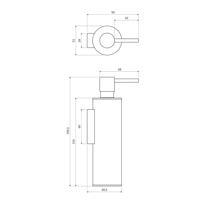 OMNIRES MP60721CR - Zidni dozator sapuna MODERN PROJECT 150 ml sjajni krom