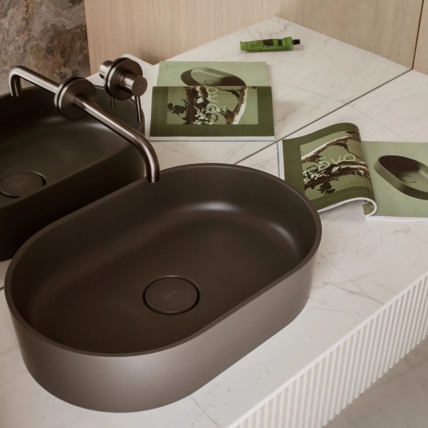 OMNIRES OVOUNAG - Nadgradni lavabo OVO 55x36 cm dolomit/matirana pepeljasto siva