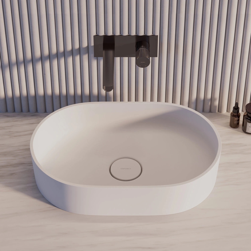 OMNIRES OVOUNBM - Nadgradni lavabo OVO 55x36 cm dolomit/mat bela