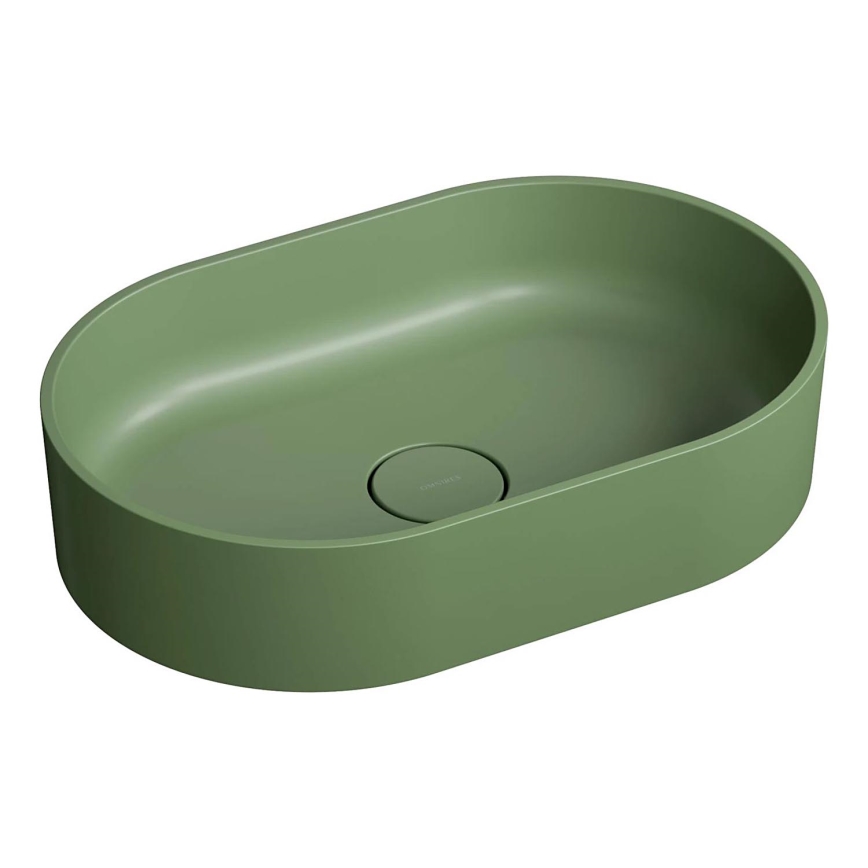 OMNIRES OVOUNOL - Nadgradni lavabo OVO 55x36 cm dolomit/matirana maslinasta