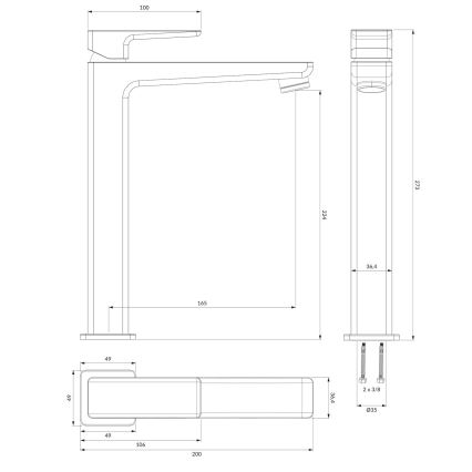 OMNIRES PM7412BL - Slavina za lavabo PARMA 27,3 cm matirana crno