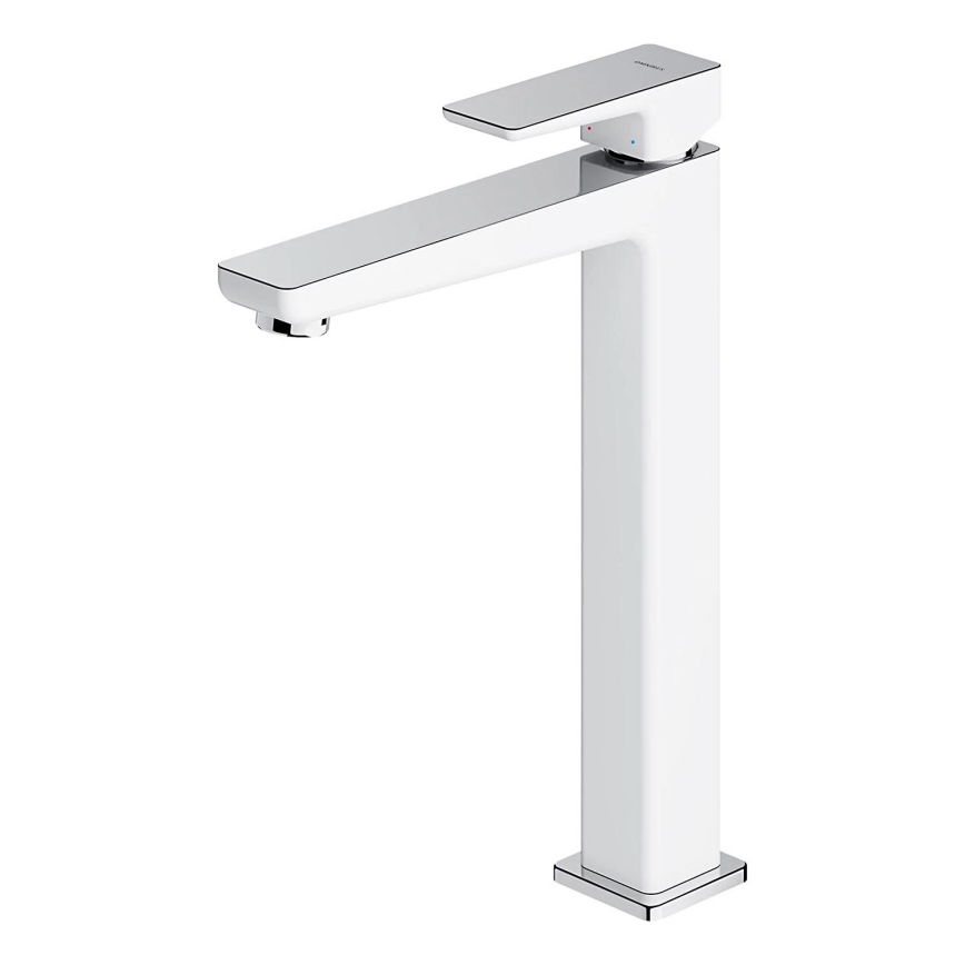 OMNIRES PM7412CRB - Slavina za lavabo PARMA 27,3 cm sjajni krom/bela