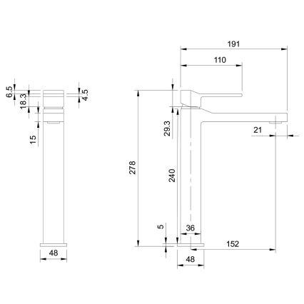 OMNIRES SL7712CR - Slavina za lavabo SLIDE 27,8 cm sjajni krom