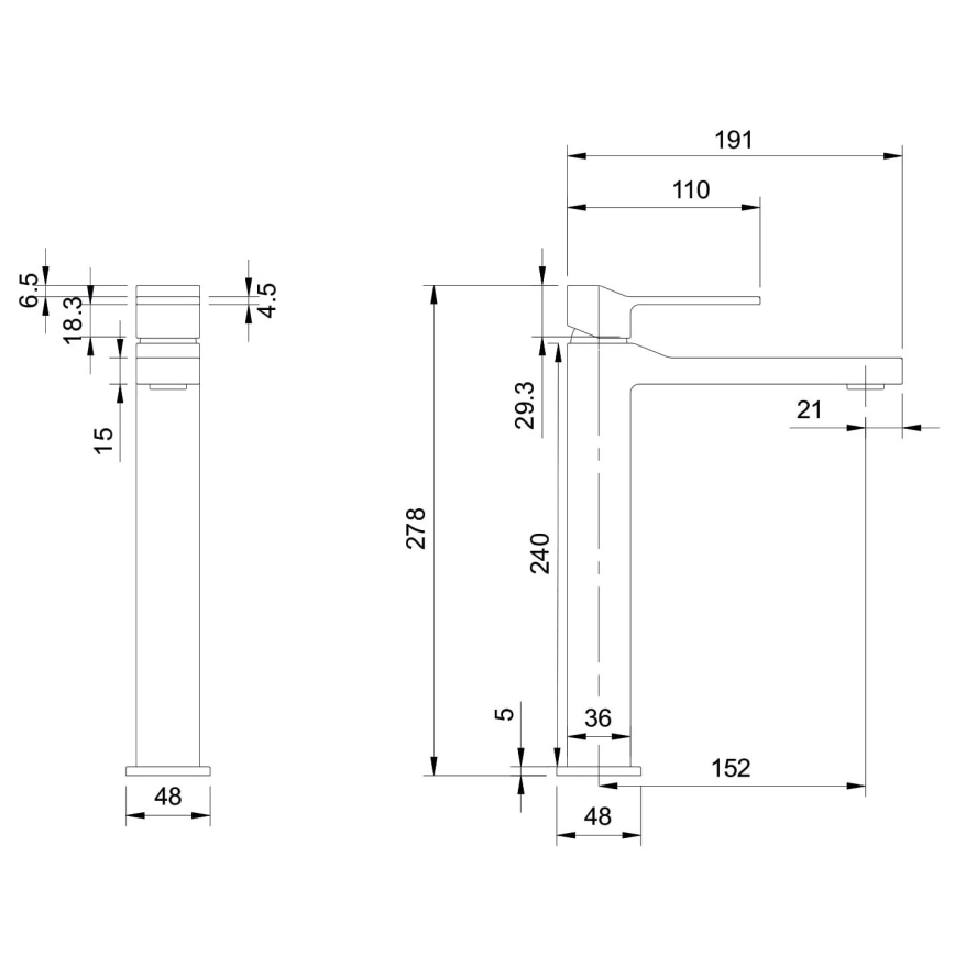 OMNIRES SL7712CR - Slavina za lavabo SLIDE 27,8 cm sjajni krom