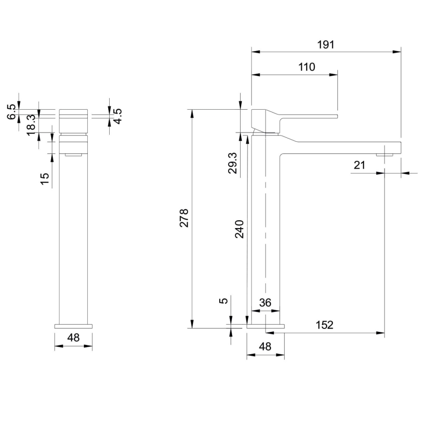 OMNIRES SL7712GR - Slavina za lavabo SLIDE 27,8 cm brušeno grafitno