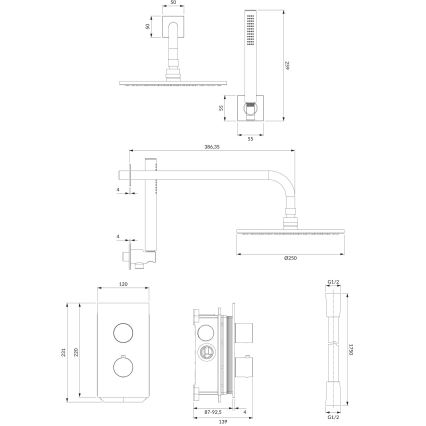 OMNIRES SYSCT11CR - Set za tuširanje sa termostatskom mešalicom za malter CONTOUR sjajni krom