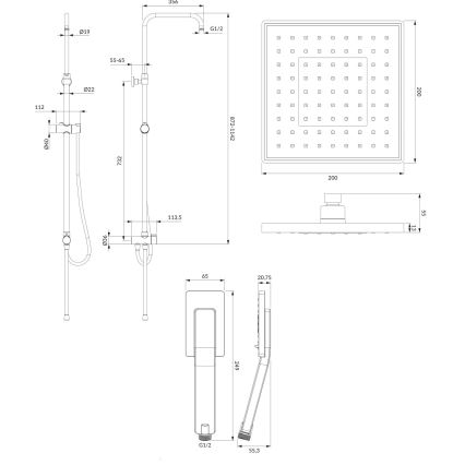OMNIRES SYSJIMJIMBL - Set za tuširanje JIMJIM matirana crno