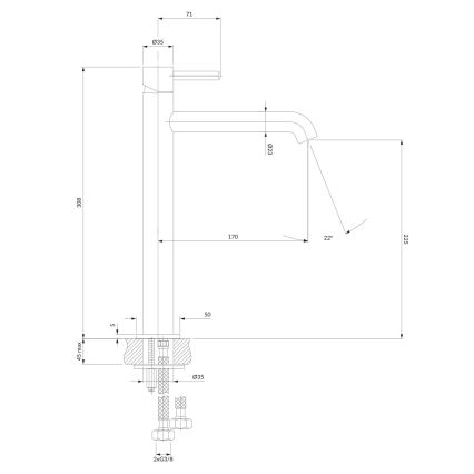 OMNIRES Y1212BL - Slavina za lavabo Y 30,8 cm polu-matirana crno