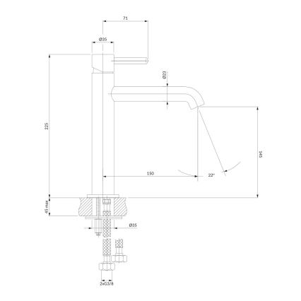 OMNIRES Y1212CCR - Slavina za lavabo Y 22,5 cm sjajni krom