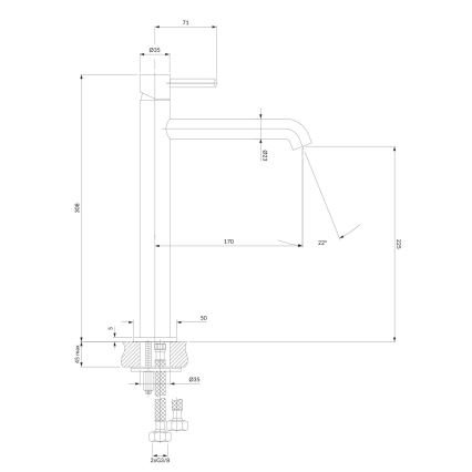 OMNIRES Y1212CP - Slavina za lavabo Y 30,8 cm sjajna bakreno