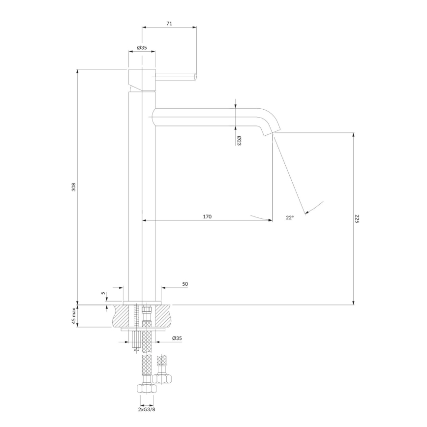OMNIRES Y1212CR - Slavina za lavabo Y 30,8 cm sjajni krom