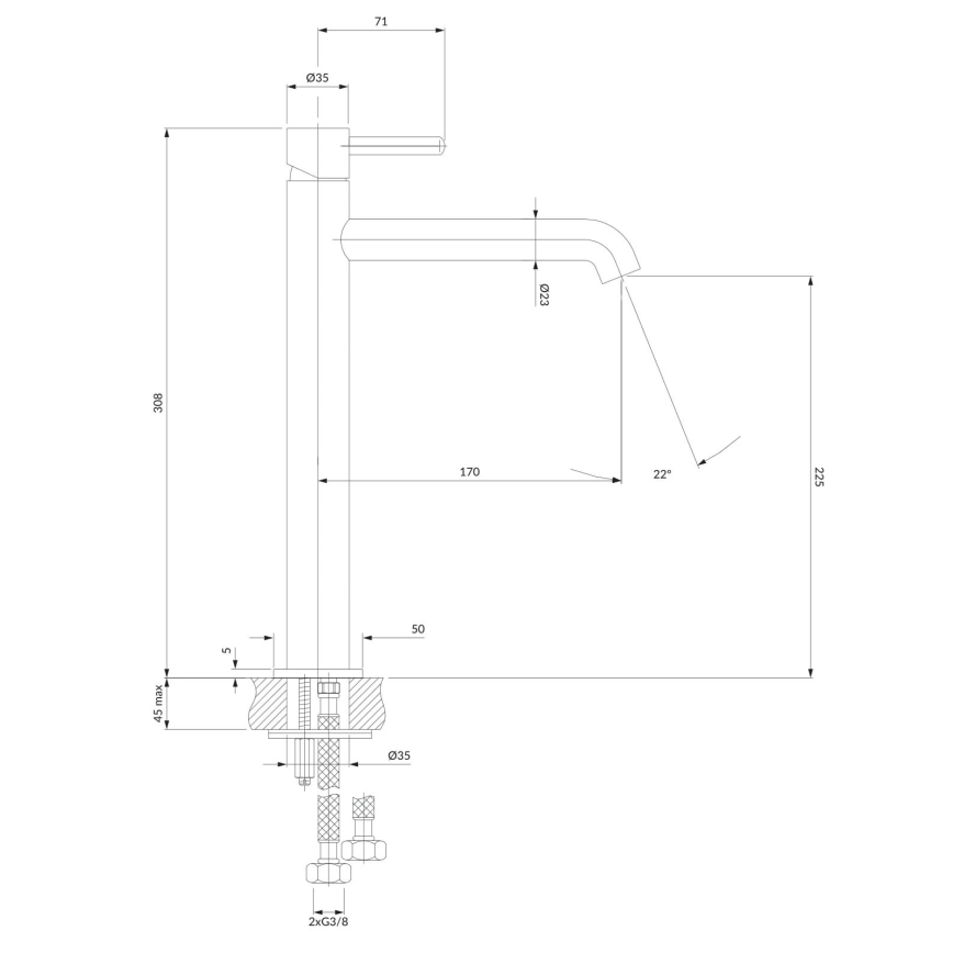 OMNIRES Y1212NI - Slavina za lavabo Y 30,8 cm brušeno nikl