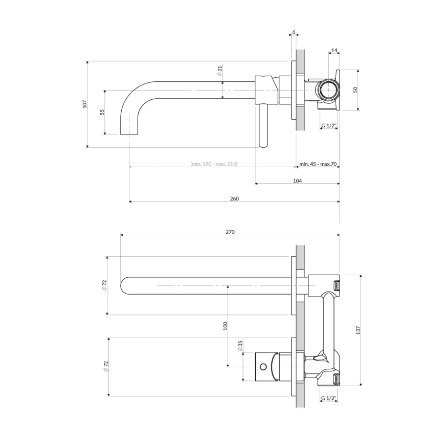 OMNIRES Y1215HLBL - Slavina za lavabo za skrivenu instalaciju Y polu-matirana crno