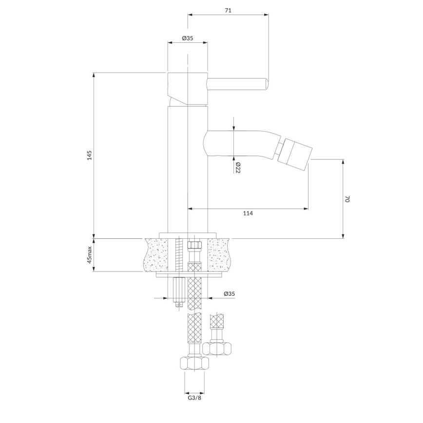 OMNIRES Y1220GLB - Mešalica za bide Y 14,5 cm brušena zlatna