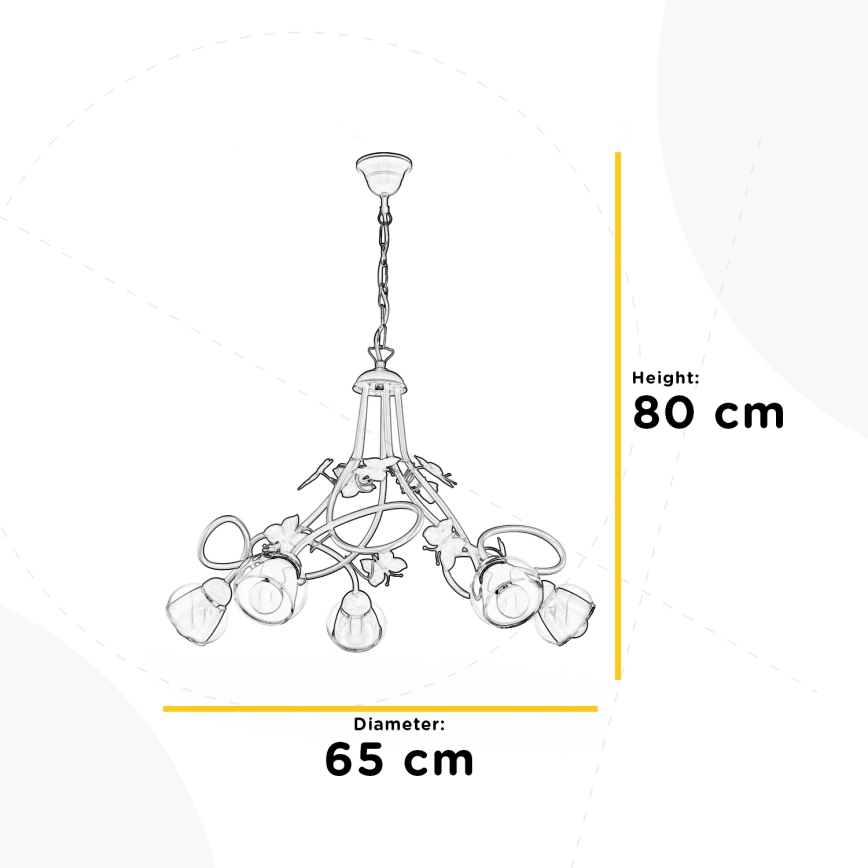 ONLI - Dečiji luster BUTTERFLY 5xE14/6W/230V