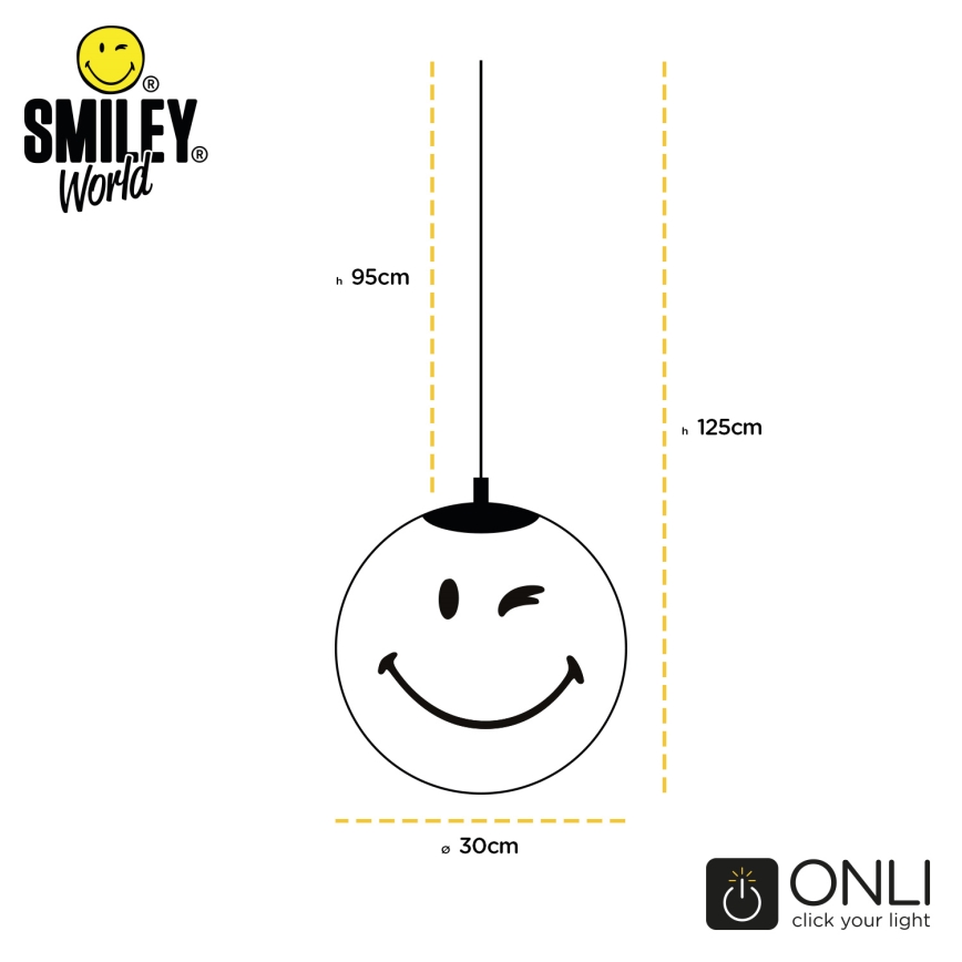 ONLI - Dečiji luster na sajli SMILEY 1xE27/15W/230V žuta