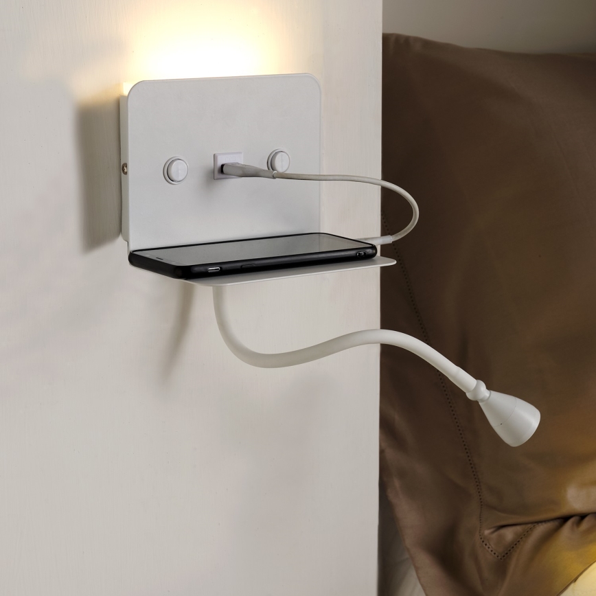 ONLI - LED Fleksibilna lampica sa policom i USB punjenjem PLAK LED/1W/230V bela