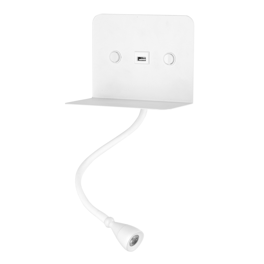 ONLI - LED Fleksibilna lampica sa policom i USB punjenjem PLAK LED/1W/230V bela