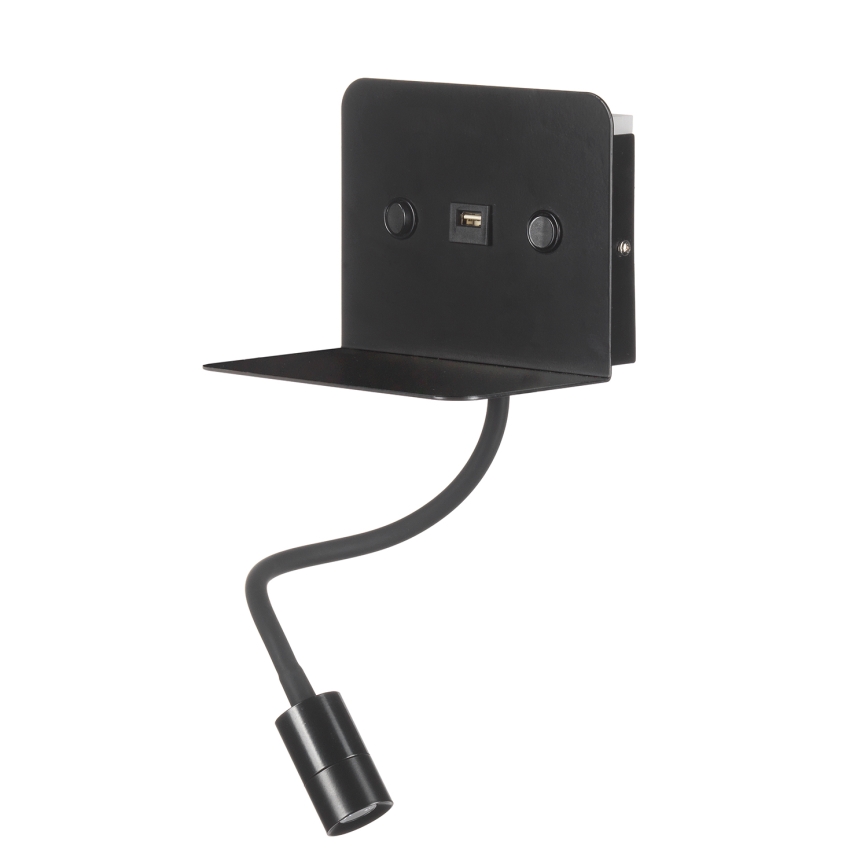 ONLI - LED Fleksibilna lampica sa policom i USB punjenjem PLAK LED/1W/230V crno