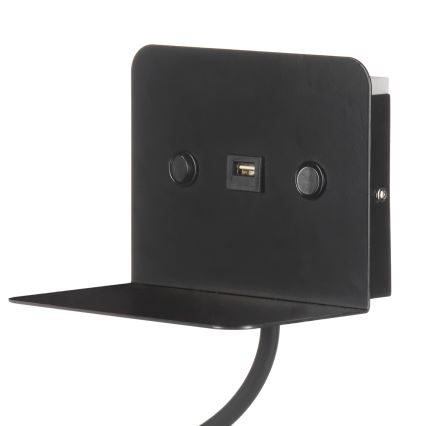 ONLI - LED Fleksibilna lampica sa policom i USB punjenjem PLAK LED/1W/230V crno