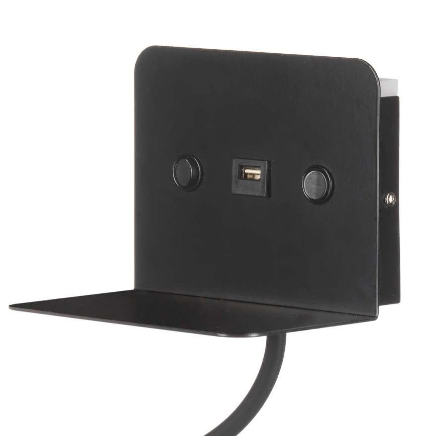 ONLI - LED Fleksibilna lampica sa policom i USB punjenjem PLAK LED/1W/230V crno