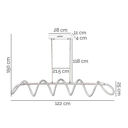 ONLI - LED luster na sajli SPIRALE LED/72W/230V 3000K bela