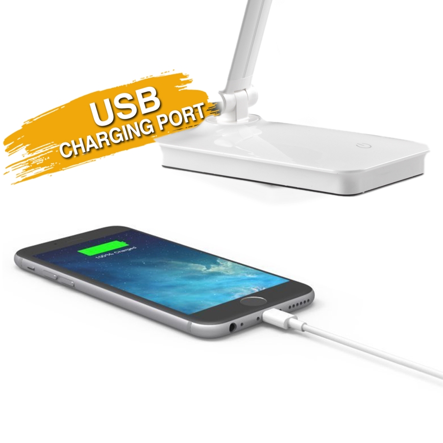 ONLI - LED Prigušiva stolna lampa na dodir sa USB portom DESKI LED/7W/230V 4000K bela