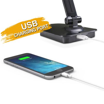 ONLI - LED Prigušiva stona lampa sa USB portom DESKI LED/7W/230V 4000K crno