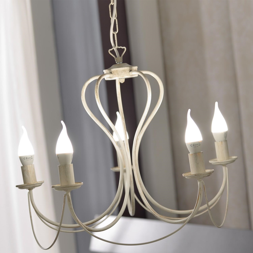 ONLI - Luster na lancu CANDELA 5xE14/6W/230V bela
