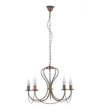 ONLI - Luster na lancu CANDELA 5xE14/6W/230V bronzana